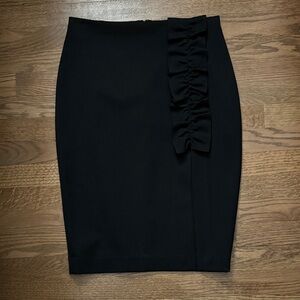 Express Ruffle Pencil Skirt with Front Slit